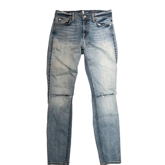 7 for all mankind the ankle skinny busted knee size 27 - Picture 1 of 6